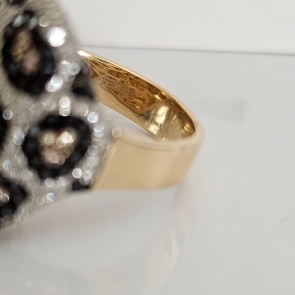 14K Yellow Gold Multi Color Diamond Panther Print ring,  size 9 - Picture 9 of 12